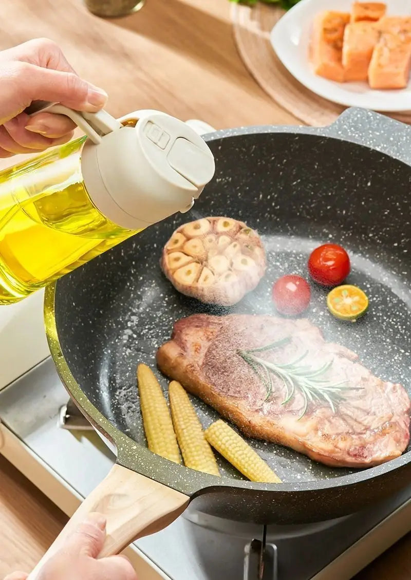 Dispensador de aceite en aerosol 2 en 1 para cocina, pulverizador de aceite o solo cepillo pulverizador para freír al aire, ensaladas, asar, cocinar en la cocina