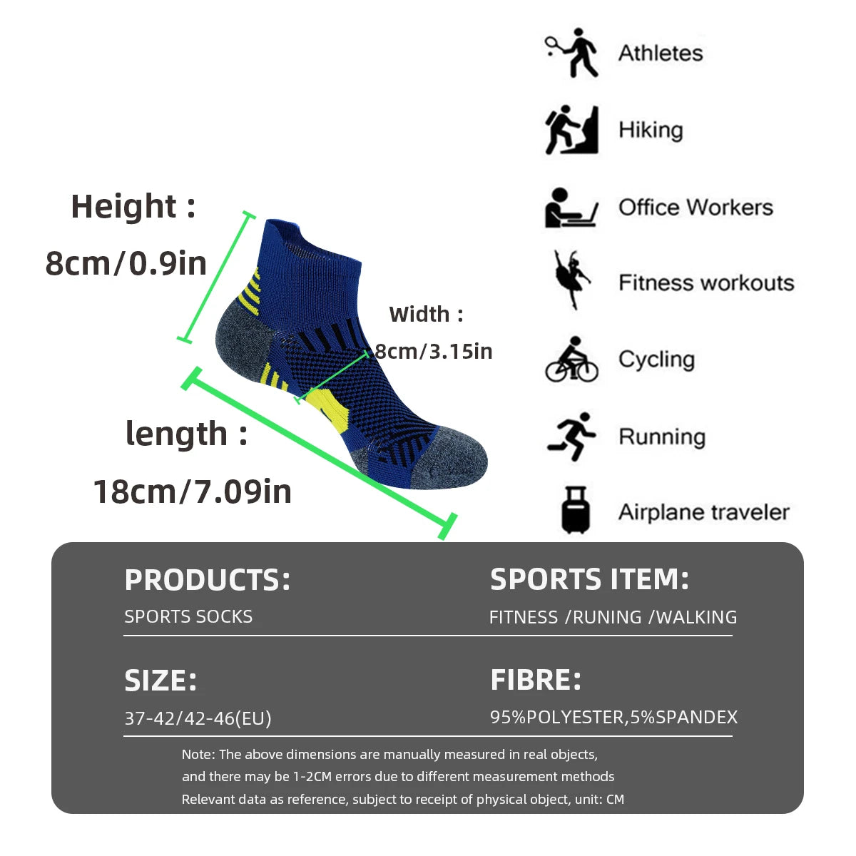 3/9 pares de calcetines deportivos antideslizantes para hombres y mujeres, parte inferior de toalla gruesa, calcetines profesionales para correr, entrenamiento físico, baloncesto