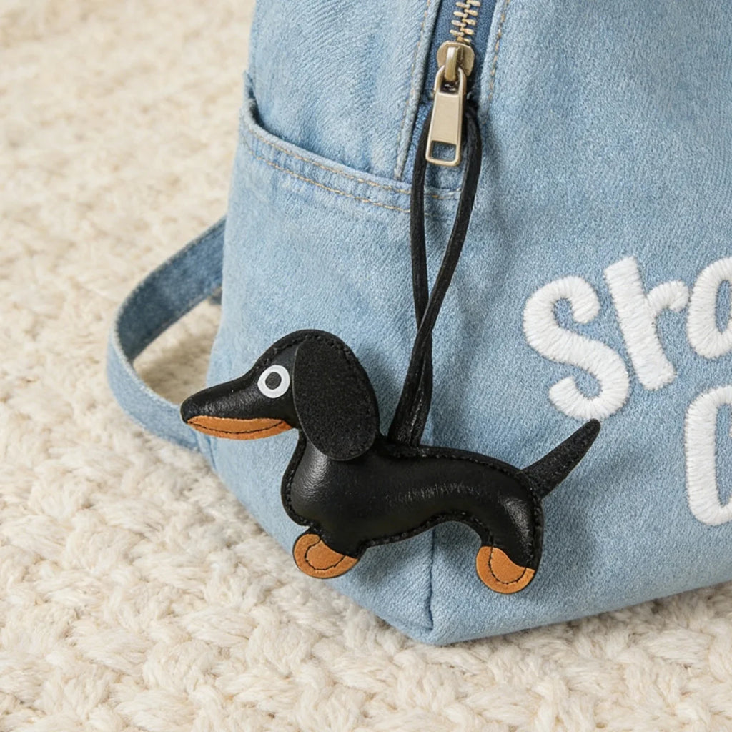 Llavero de Dachshund Adorable, Diseño de Cuero, Amuleto de Perro para Bolso o Coche, Regalo Perfecto para Mujeres, Parejas y Amigos, Inspirado en Lucy