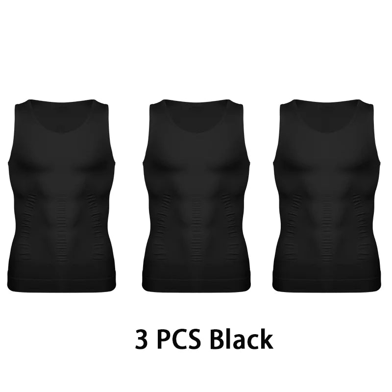 Chaleco moldeador de cuerpo adelgazante para hombre, camisa Abs para Abdomen, entrenamiento de gimnasio delgado, Control de barriga, camiseta sin mangas de compresión, ropa moldeadora sin mangas