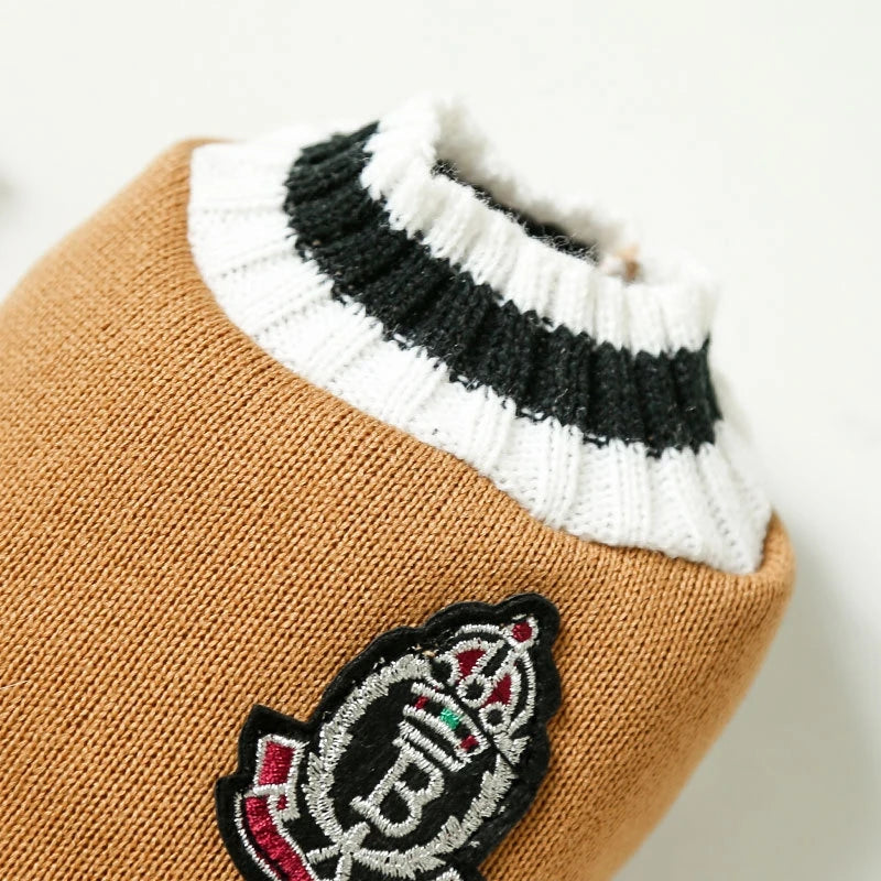 Suéter de moda para perros, ropa cálida de invierno para perros pequeños y medianos, suéter para gatos de estilo universitario, jersey para cachorros, ropa para perros Chihuahua