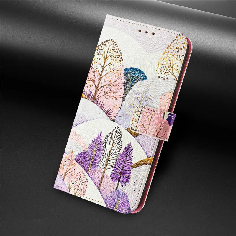 13 Funda de teléfono de cuero para iPhone 13 12 Mini 11 Pro 13Pro 12Pro Max 11Pro Coque Flip Cover Wallet fundas pintadas magnéticas gato oso