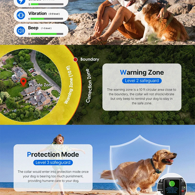 Valla electrónica inalámbrica GPS para mascotas, valla para perros y tapón para ladridos, entrenador para perros, Collar de descarga eléctrica para entrenamiento, actualización 2025
