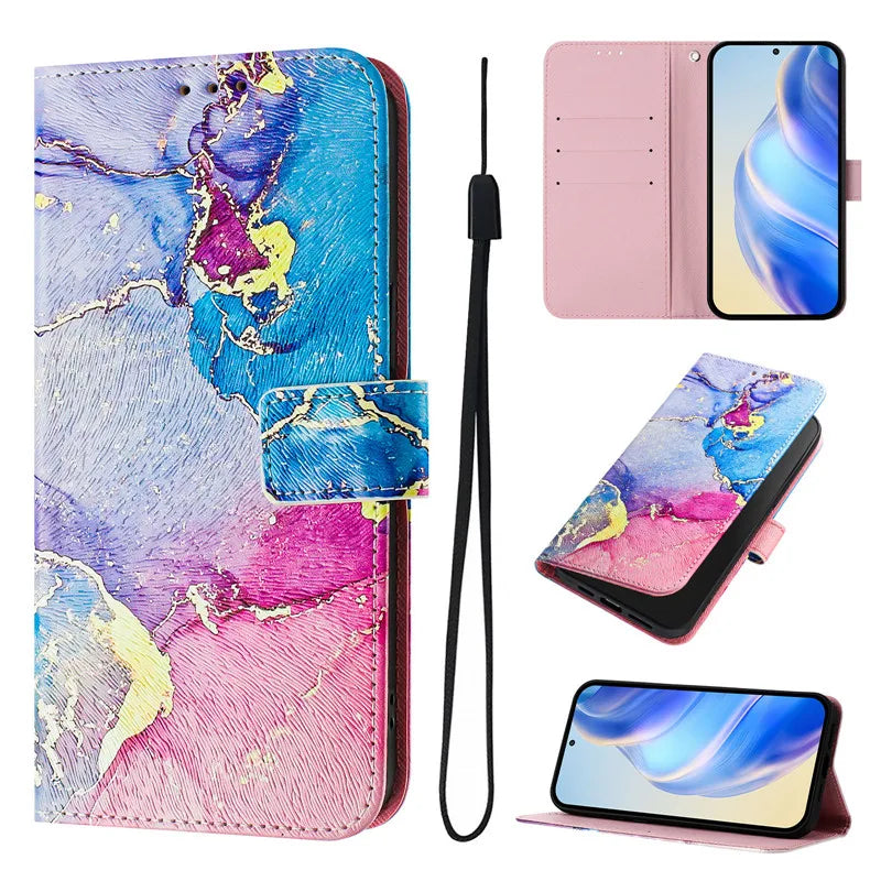 13 Funda de teléfono de cuero para iPhone 13 12 Mini 11 Pro 13Pro 12Pro Max 11Pro Coque Flip Cover Wallet fundas pintadas magnéticas gato oso
