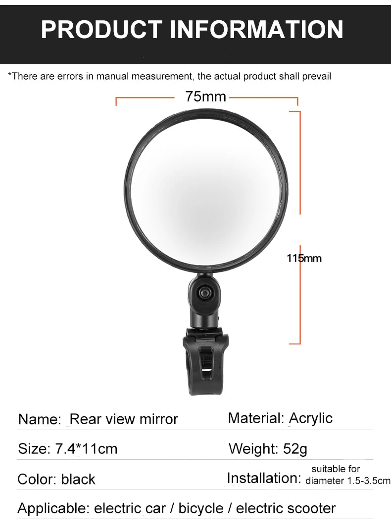 Espejo retrovisor para bicicleta, espejos retrovisores universales giratorios ajustables de 360 grados para manillar de ciclismo, para bicicleta de montaña y carretera, 1/2 Uds.