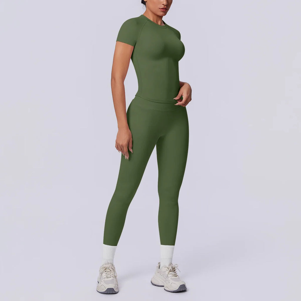 Conjunto Deportivo de Yoga para Mujer, Conjunto de Dos Piezas, Pantalones y Top, Traje Deportivo para Gimnasio, Yoga y Entrenamiento