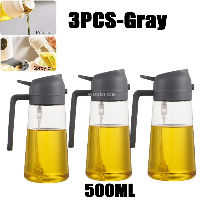 Dispensador de aceite en aerosol 2 en 1 para cocina, pulverizador de aceite o solo cepillo pulverizador para freír al aire, ensaladas, asar, cocinar en la cocina