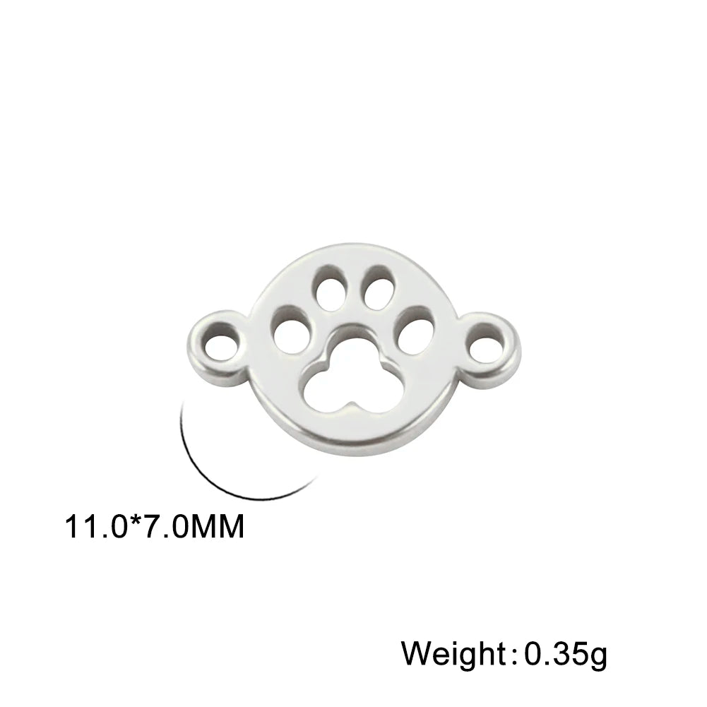 Cazador-abalorios con huella de pata de perro y gato, para fabricación de joyas, animales de acero inoxidable, 2 agujeros, colgantes DIY para pulsera y collar 2026