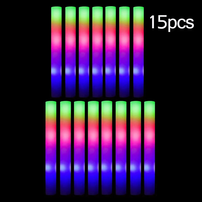 15/30 Uds. Barras luminosas LED a granel coloridas RGB, barra de espuma brillante, tubo de animación, luz oscura para suministros para fiesta de boda, cumpleaños y Navidad