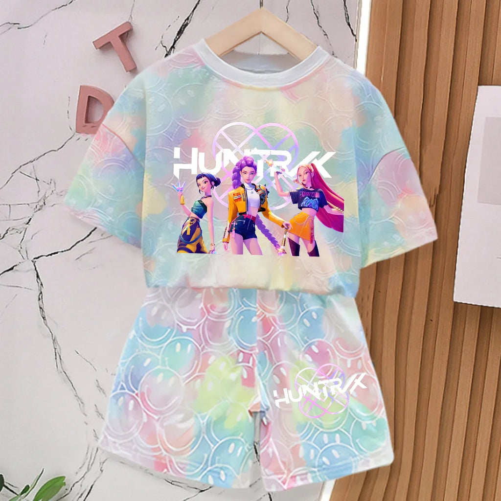 Nuevo Conjunto de Camisetas para Niñas, Ropa de Verano con Diseño Estampado, Moda de Dibujos Animados, Mangas Cortas Cómodas