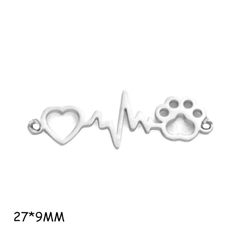 Cazador-abalorios con huella de pata de perro y gato, para fabricación de joyas, animales de acero inoxidable, 2 agujeros, colgantes DIY para pulsera y collar 2026