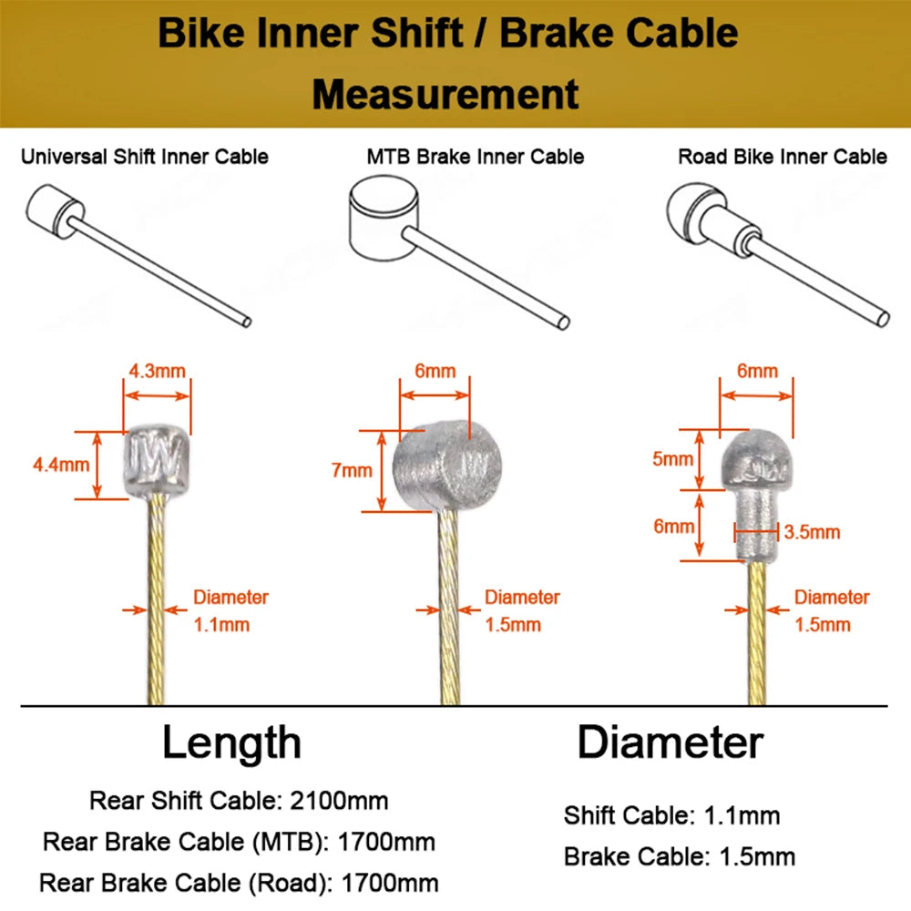 Cables de freno de palanca de cambios de bicicleta HEPPE, Cable de cambio de cambio delantero y trasero para bicicleta de montaña y carretera, juego de cables de acero inoxidable