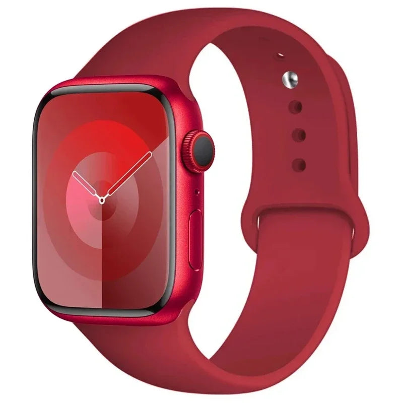Correa de silicona para Apple Watch, 46mm, 44mm, 45mm, 40mm, 41mm, 42-38mm, 49mm, pulsera deportiva iwatch series 11 10 9 8 7 6 5 SE Ultra3