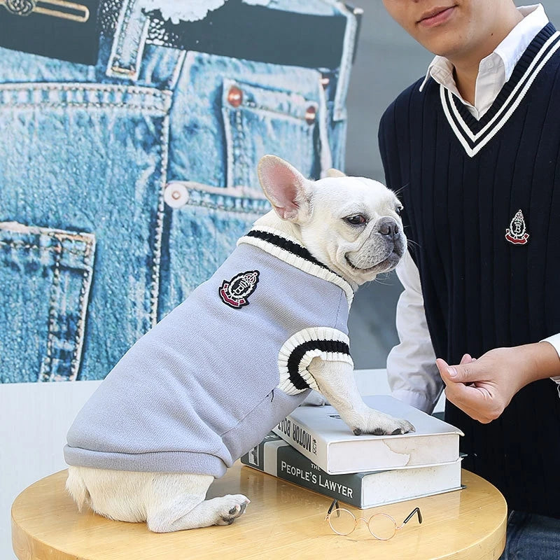 Suéter de moda para perros, ropa cálida de invierno para perros pequeños y medianos, suéter para gatos de estilo universitario, jersey para cachorros, ropa para perros Chihuahua