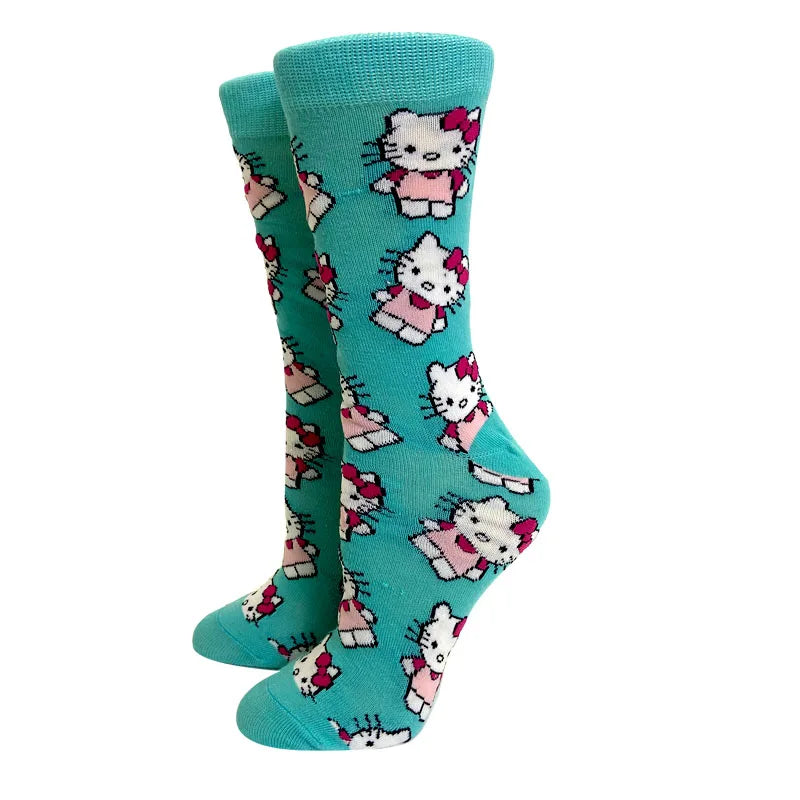 Anime nueva moda colorido divertido feliz Casual calcetines largos de mujer vestido Harajuku lindo gato de dibujos animados creativo hombres calcetines tamaño 35-44