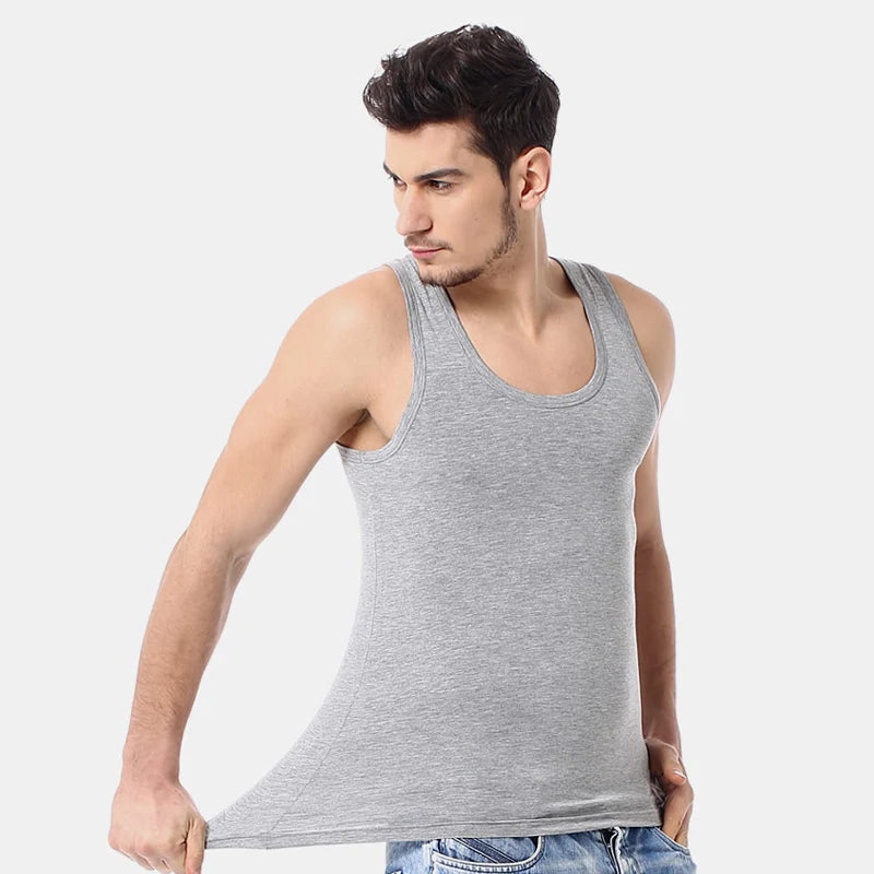 Chaleco fino de algodón para las cuatro estaciones de color sólido para hombre, sudadera informal y cómoda del Joker, chaleco ajustado para ejercicio físico