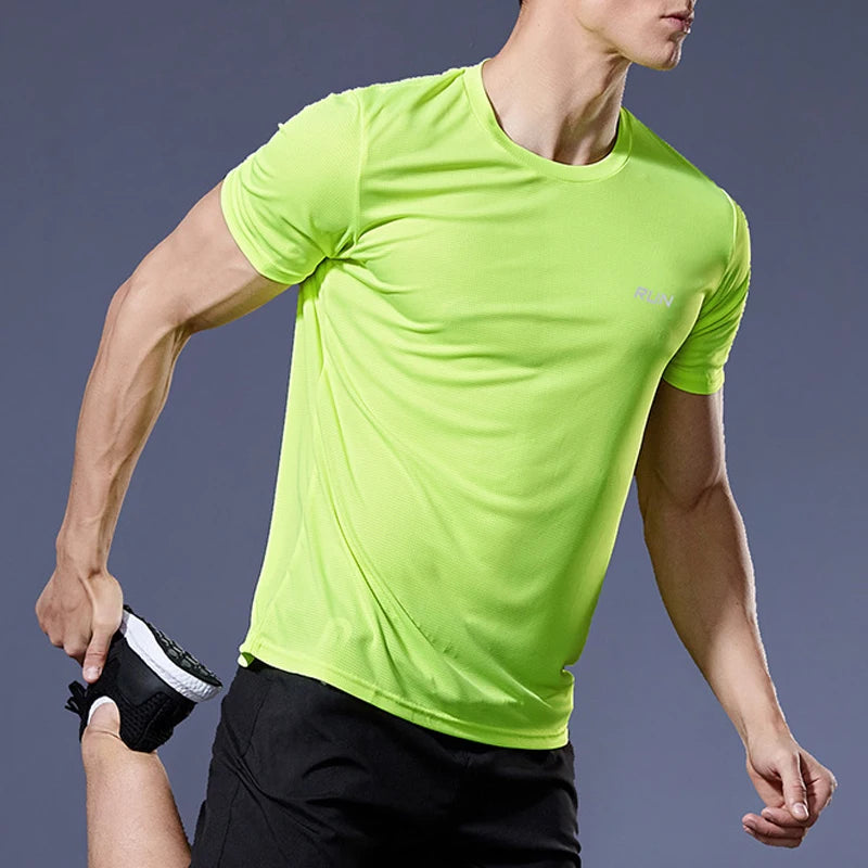 Camisetas de culturismo para correr de secado rápido para hombre, camiseta deportiva para gimnasio, camisetas de manga corta para Fitness, camiseta de gran tamaño, verano
