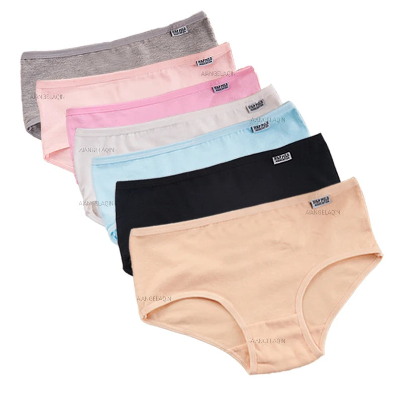 7 unids/lote de ropa interior de talla grande, bragas de algodón para mujer, lencería Sexy, pantalones cortos, ropa interior, bragas sólidas, M-4XL íntima femenina