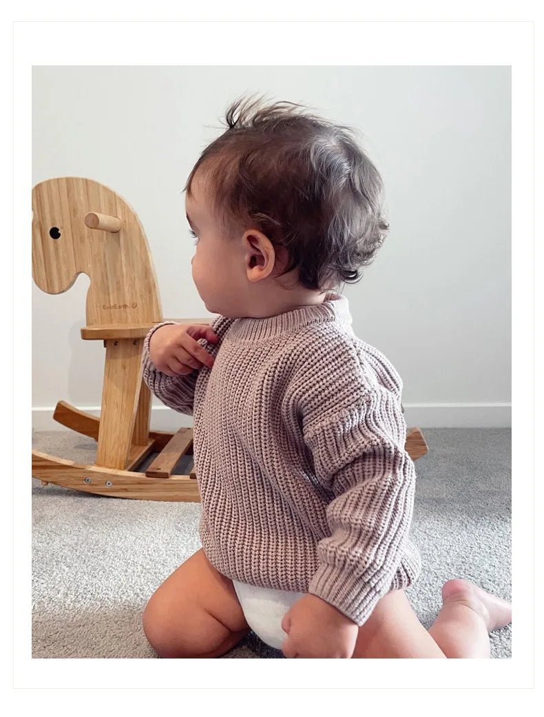 Suéteres de bebé Otoño Invierno niños niñas de manga larga suéter de punto de Color puro bebé niños niñas suéter suéteres ropa