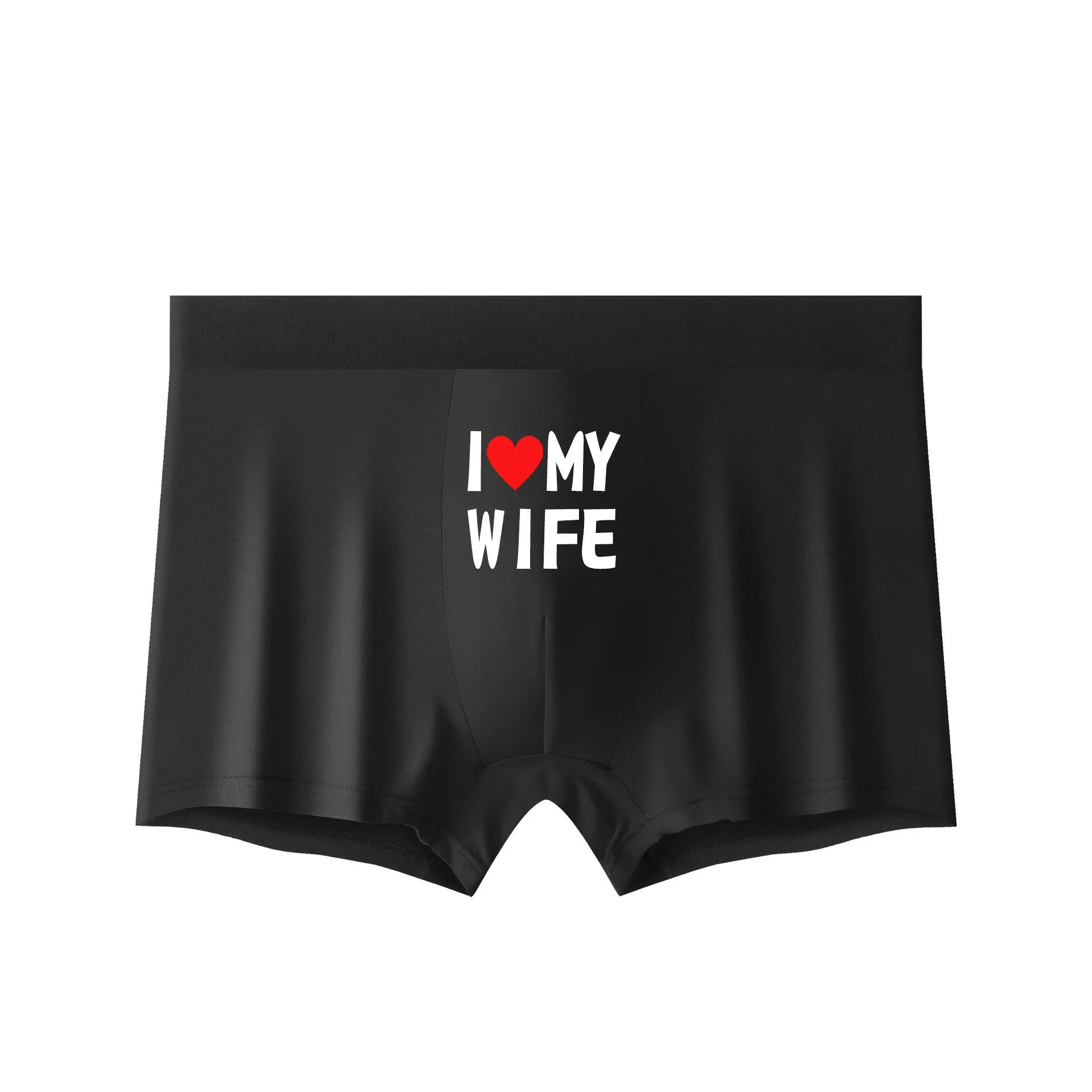 Ropa interior para hombre, Bóxer de Color negro a la moda con estampado personalizado, ropa interior suave y transpirable I Love My Wife, nuevo estilo 2024
