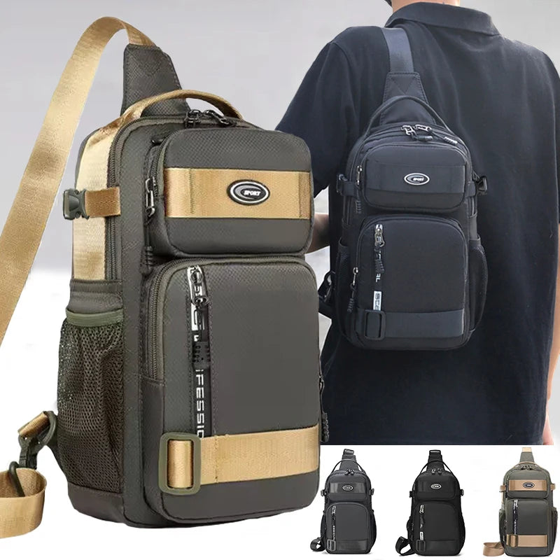 Mochila de montar para hombre, bolso de pecho para hombre, bolso de hombro informal para hombre, bolso cruzado ligero y de gran capacidad