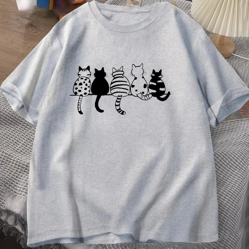 Camiseta cómoda con cuello redondo para mujer, camisetas informales holgadas Unisex, camisetas de verano