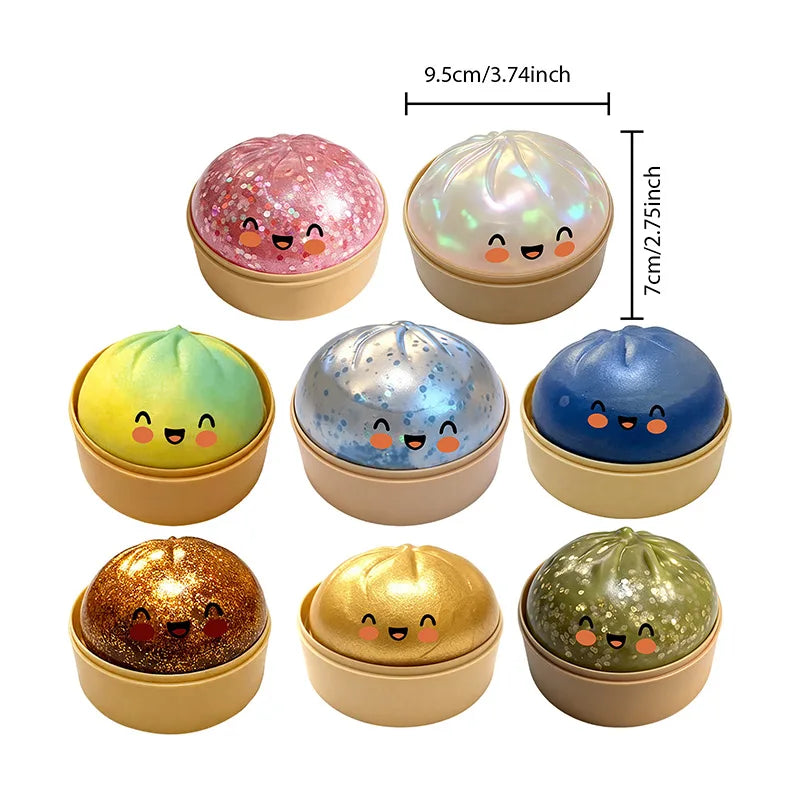 Pelota Antiestrés de Simulación con Forma de Dumpling, de Rebote Lento, Suave al Tacto, para Descompresión, Decoración para Oficina y Hogar, Regalos de Cumpleaños para Niños y Adultos