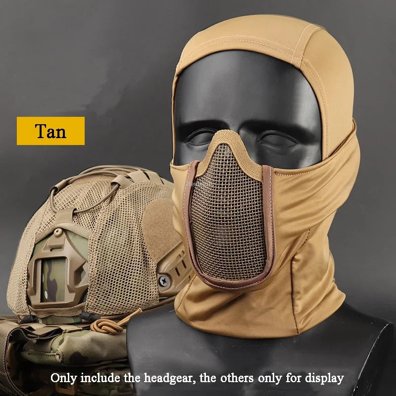 Pasamontañas Táctico de Malla para Airsoft y Paintball, Cubre Rostro Completo, Estilo Ninja, Capucha Metálica de Acero, Diseño Plegable