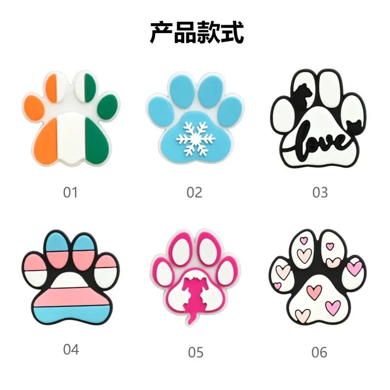 Bonita huella de pata de perro de dibujos animados, 2 uds., hebillas de PVC para zapatos, dijes, accesorios, decoraciones para zuecos, pulseras de zapatillas, regalo de fiesta DIY para niños