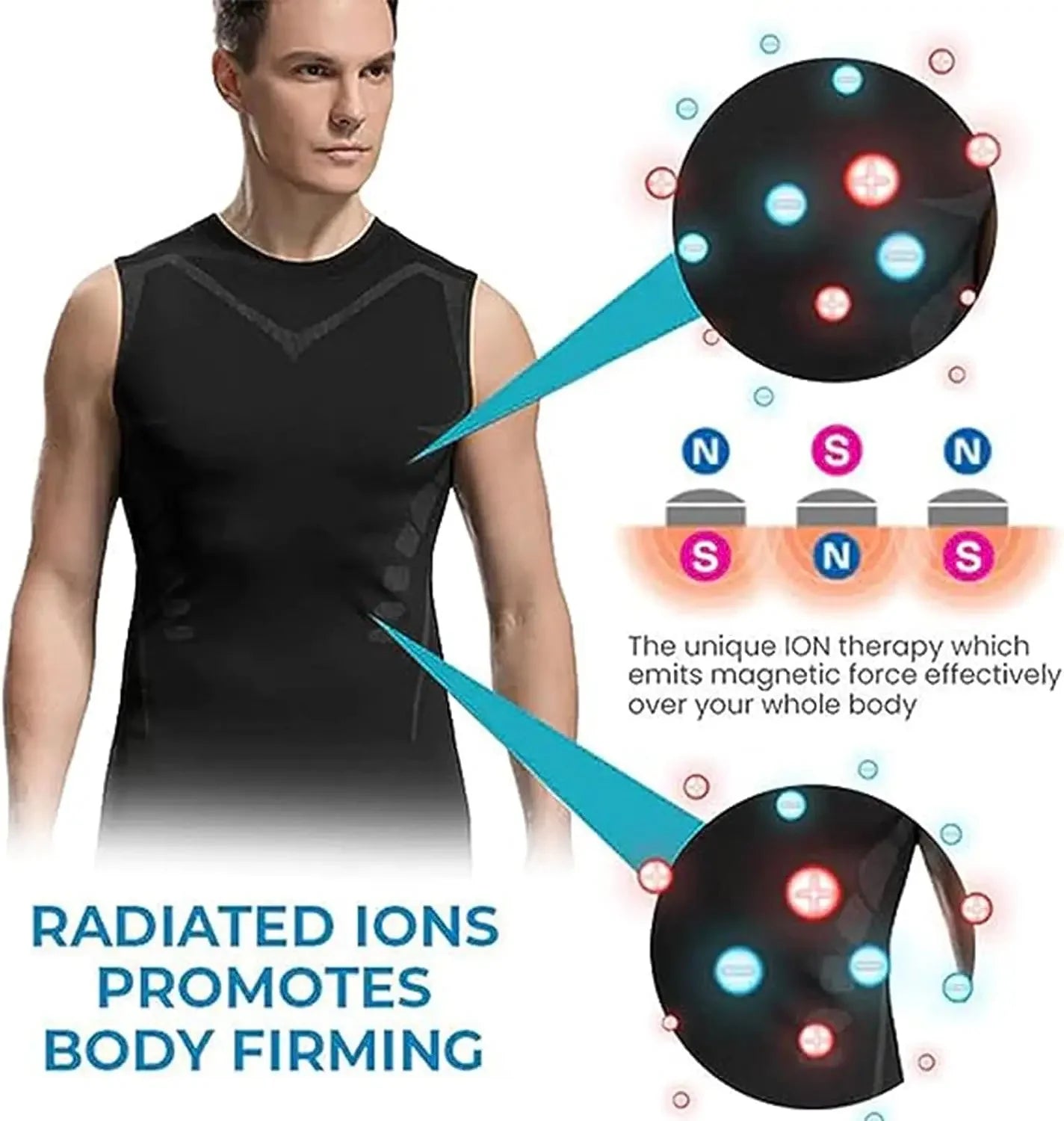 Chaleco adelgazante para hombre, camisa de compresión iónica, camiseta sin mangas moldeadora de cuerpo refrescante de seda helada, camisetas de Fitness de secado rápido con Control de barriga