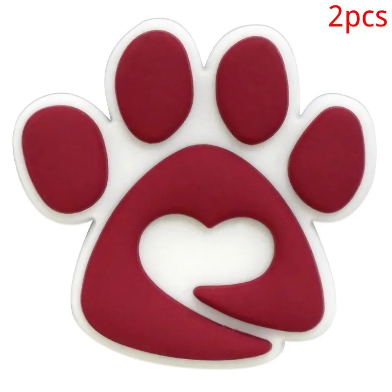 Bonita huella de pata de perro de dibujos animados, 2 uds., hebillas de PVC para zapatos, dijes, accesorios, decoraciones para zuecos, pulseras de zapatillas, regalo de fiesta DIY para niños