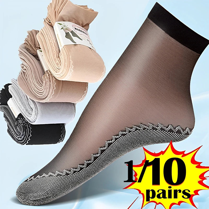 Calcetines transpirables ultrafinos para mujer, medias suaves, informales, ligeras, transparentes, para primavera y verano, 10 pares，calcetines dedos，calcetin mujer，calcetines dedos separados para mujer