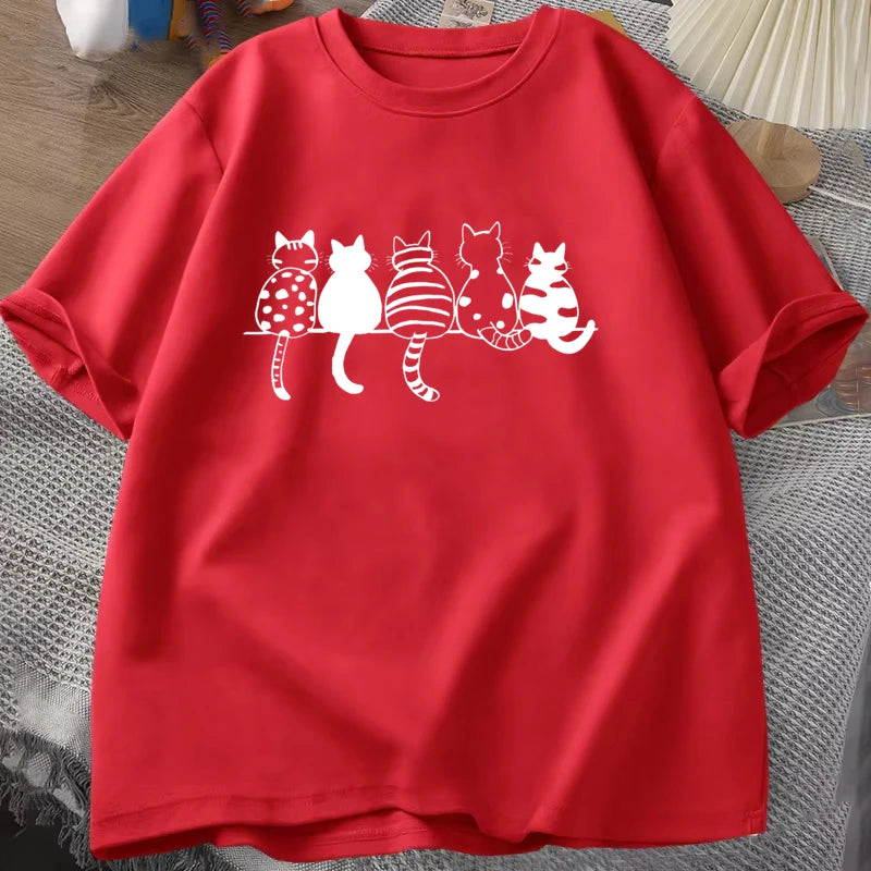 Camiseta cómoda con cuello redondo para mujer, camisetas informales holgadas Unisex, camisetas de verano
