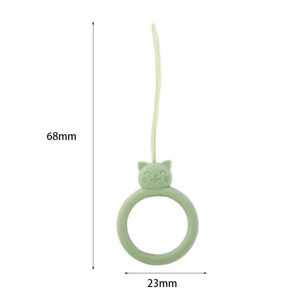Cordón de anillo de silicona con forma de gato para teléfono móvil, colgante corto de dibujos animados, disco en U creativo, novedad