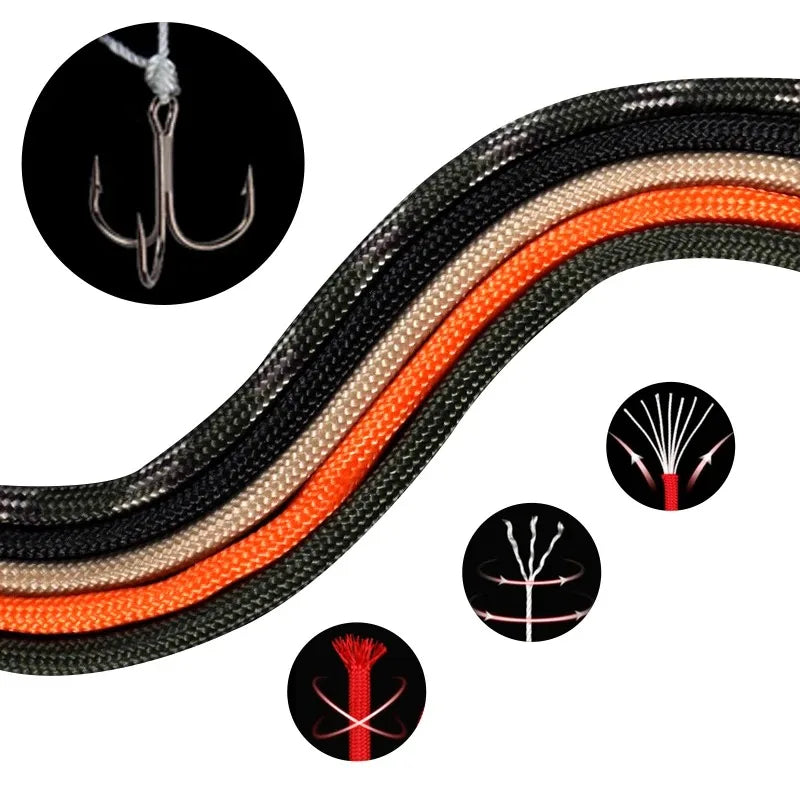 Cuerda Paracord de 7 núcleos 550, 5 15 30 M de diámetro, cordón de 4mm para acampar al aire libre, cordón de supervivencia, paracaídas, accesorios para tienda de senderismo