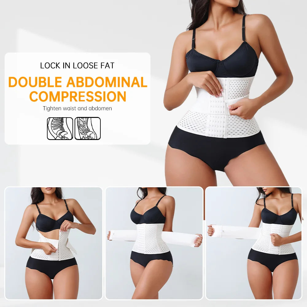 Nuevo Faja Reductora Ajustable para Mujer con Doble Cinturón de Neopreno y Cremallera, Corsé de Entrenamiento para Control Abdominal y Soporte Lumbar