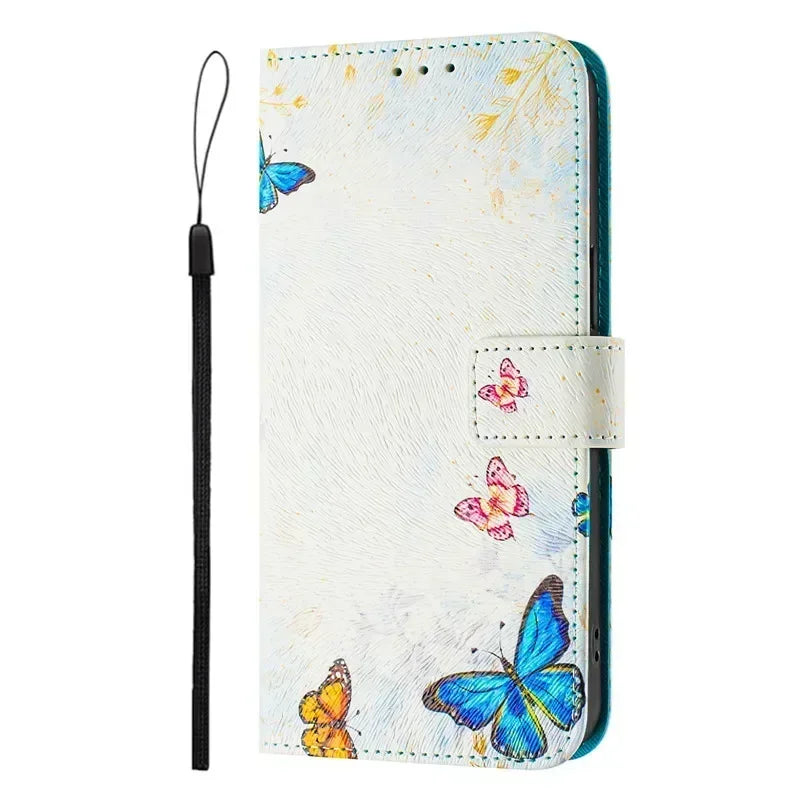 13 Funda de teléfono de cuero para iPhone 13 12 Mini 11 Pro 13Pro 12Pro Max 11Pro Coque Flip Cover Wallet fundas pintadas magnéticas gato oso