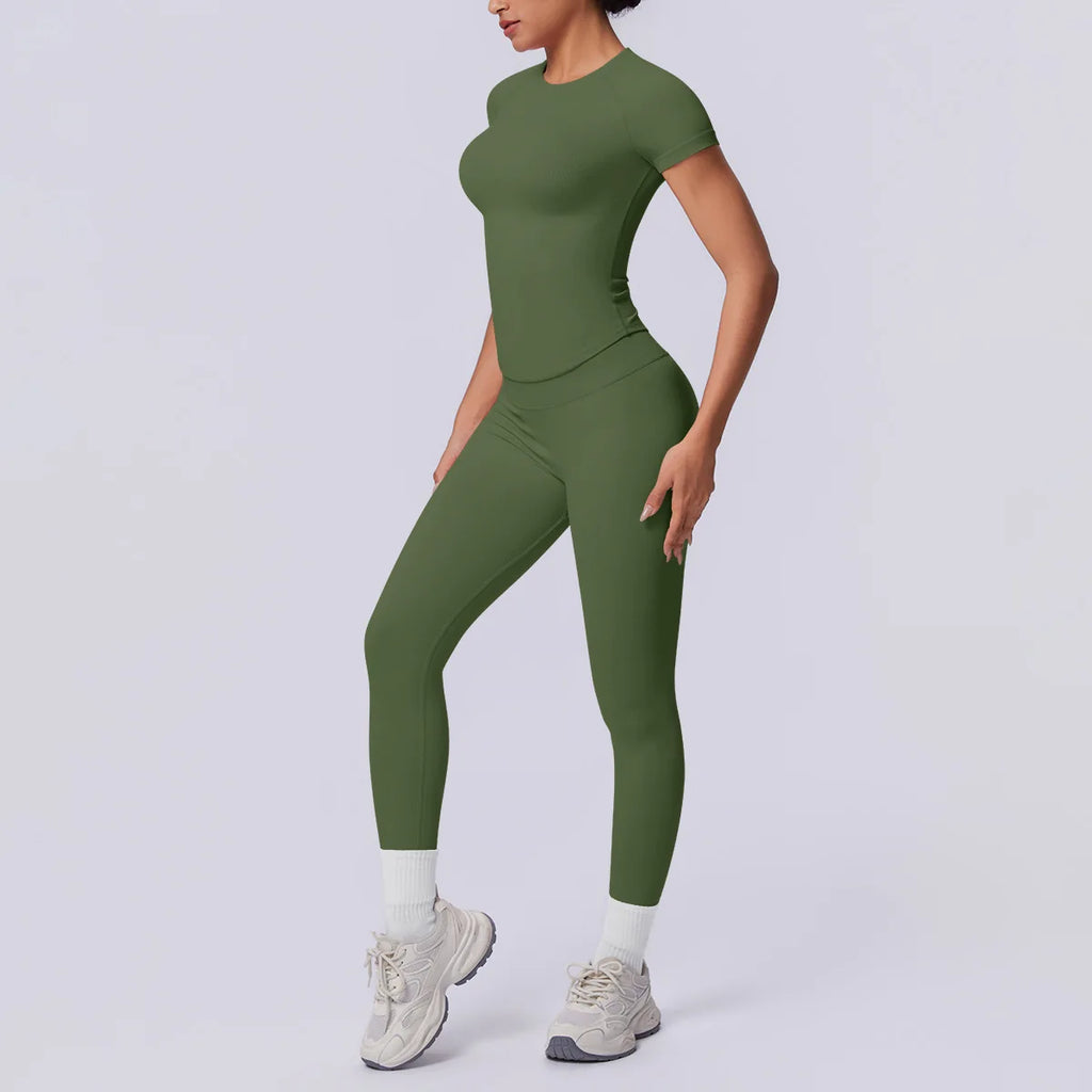 Conjunto Deportivo de Yoga para Mujer, Conjunto de Dos Piezas, Pantalones y Top, Traje Deportivo para Gimnasio, Yoga y Entrenamiento