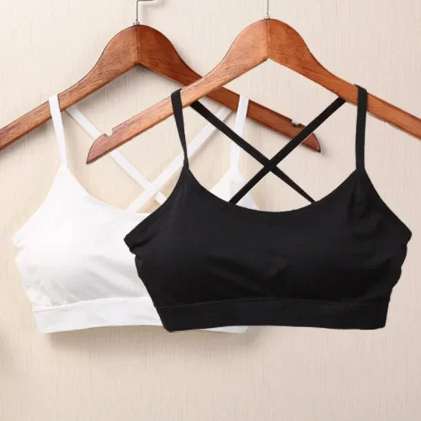 Ropa Interior Deportiva para Mujer, Top Corto sin Costuras para Yoga y Fitness, con Tirantes Anchos con Letras, Cómodo para Entrenamiento, sin Varillas