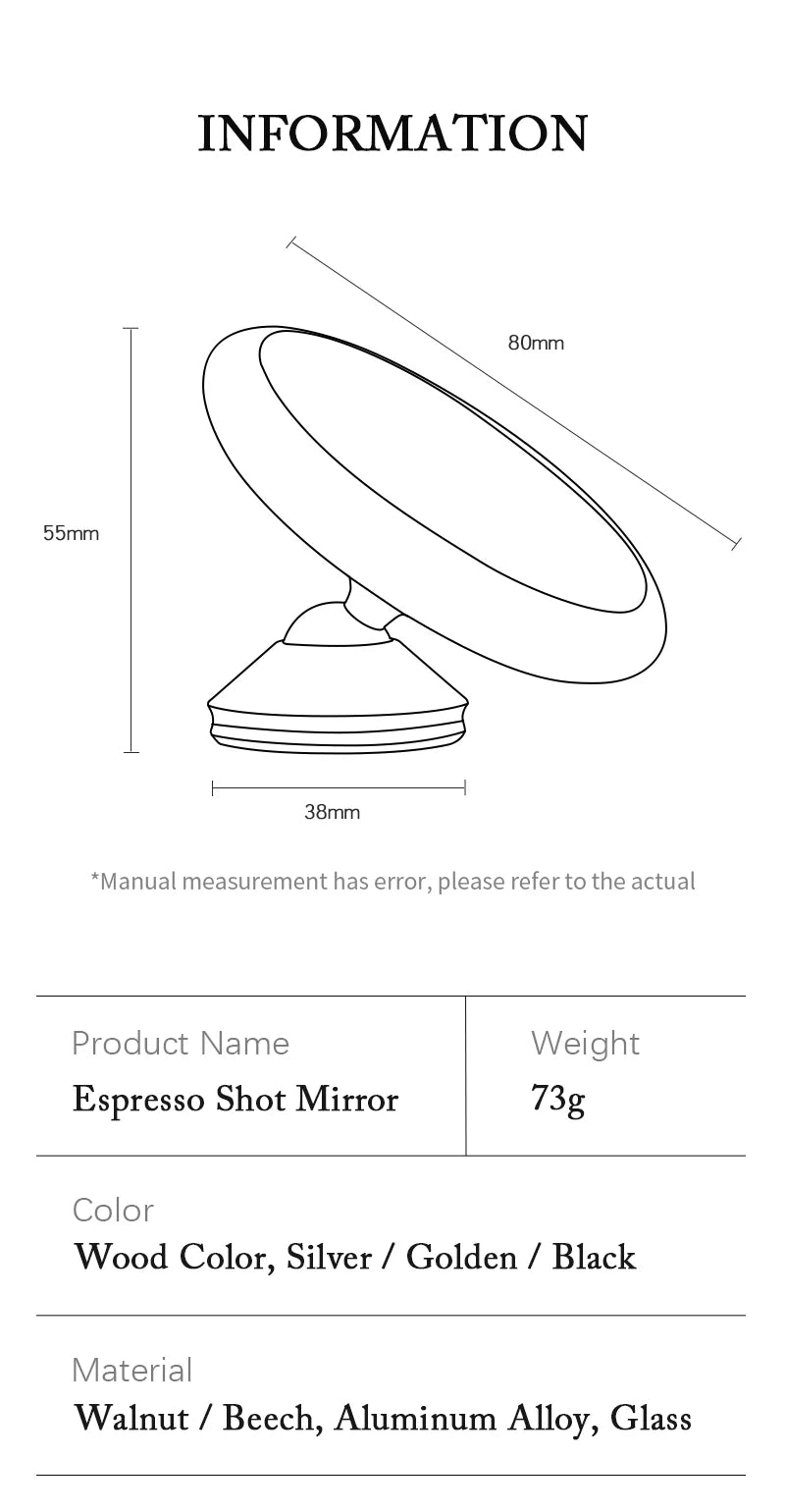 Espejo de disparo de extracción de Espresso, monitoreo magnético, portafiltro sin fondo, lente, tasa de flujo, observación, accesorios para máquina de café
