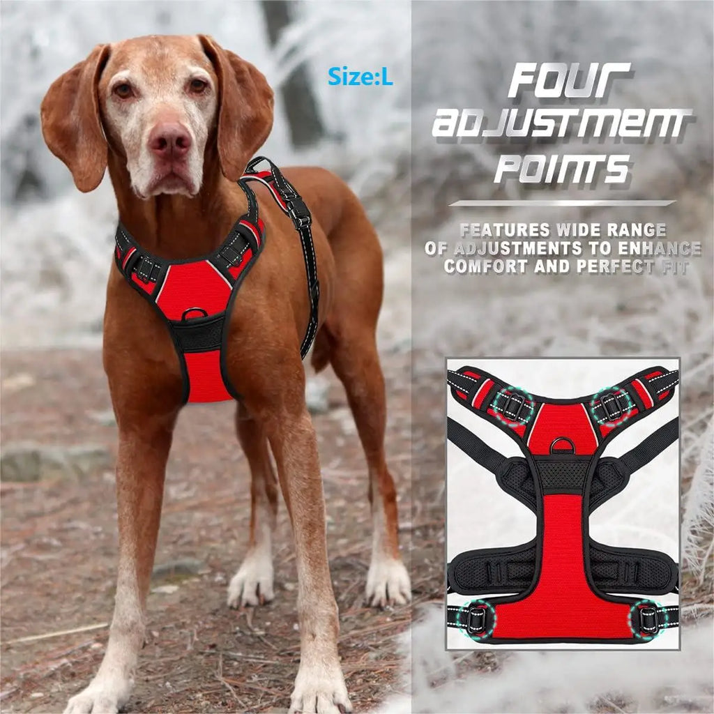 Arnés para perros sin tirones, Clip frontal, mango de fácil control reflectante resistente para caminar con perros grandes