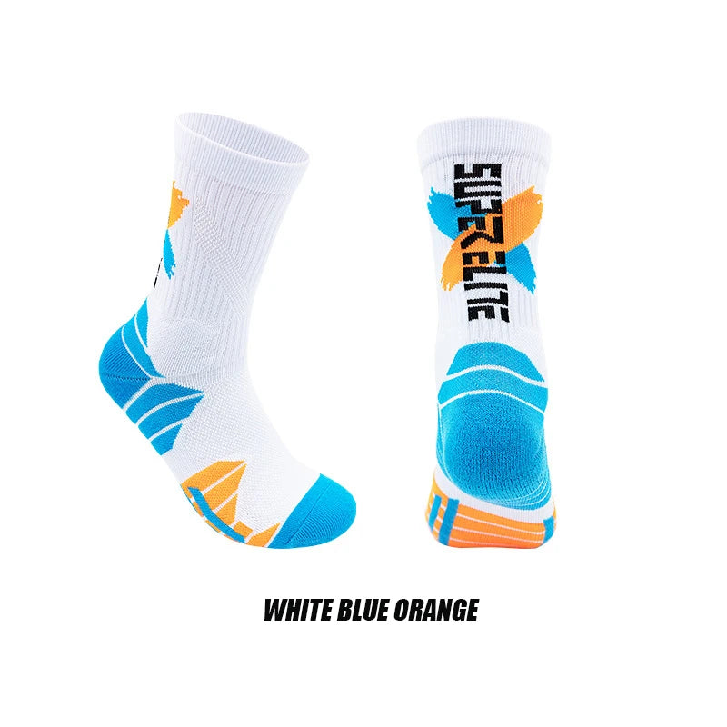 Calcetines deportivos profesionales para hombre, medias de tubo alto, con fondo grueso, absorbente de golpes, contraste de Color, Elite, 1 par