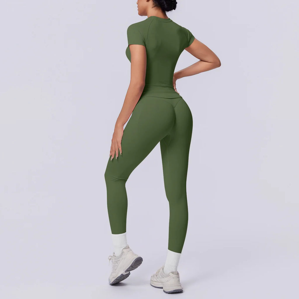 Conjunto Deportivo de Yoga para Mujer, Conjunto de Dos Piezas, Pantalones y Top, Traje Deportivo para Gimnasio, Yoga y Entrenamiento