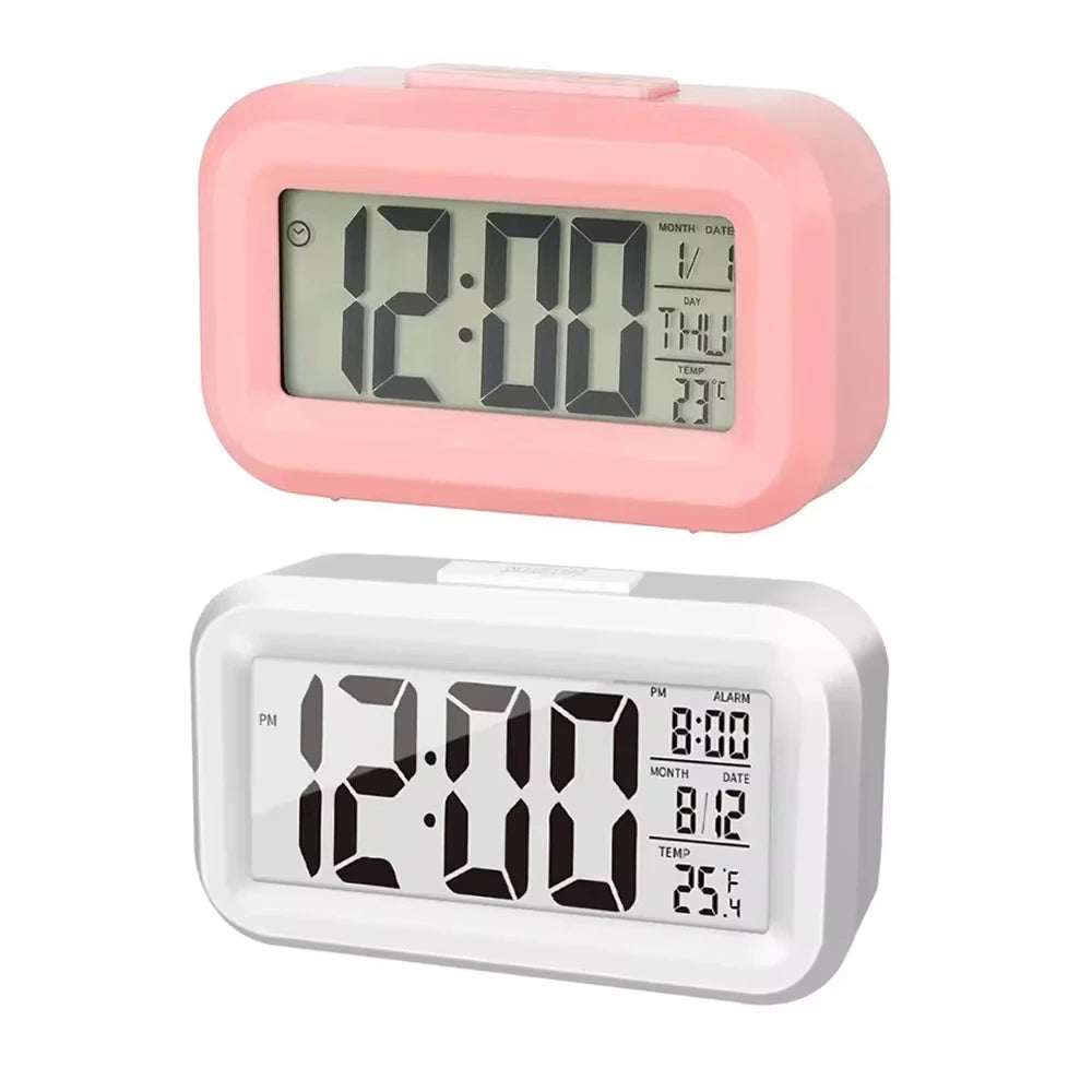 Reloj con alarma digital LED, retroiluminación, calendario de datos, reloj electrónico multifunción, reloj de mesa
