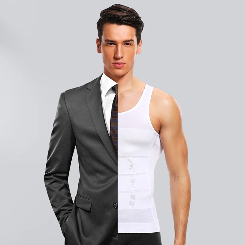 Chaleco moldeador de cuerpo adelgazante para hombre, camisa Abs para Abdomen, entrenamiento de gimnasio delgado, Control de barriga, camiseta sin mangas de compresión, ropa moldeadora sin mangas