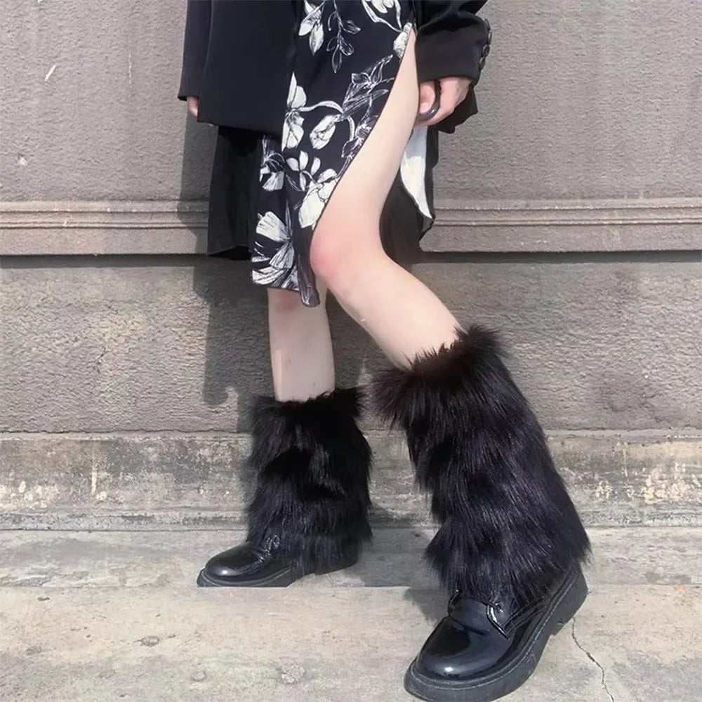 Calentadores de Piernas de Piel Sintética, 40 cm, Estilo Japonés, Lolita, Cubrebotas, Kawaii, Y2K, Calentadores de Rodilla para Otoño/Invierno