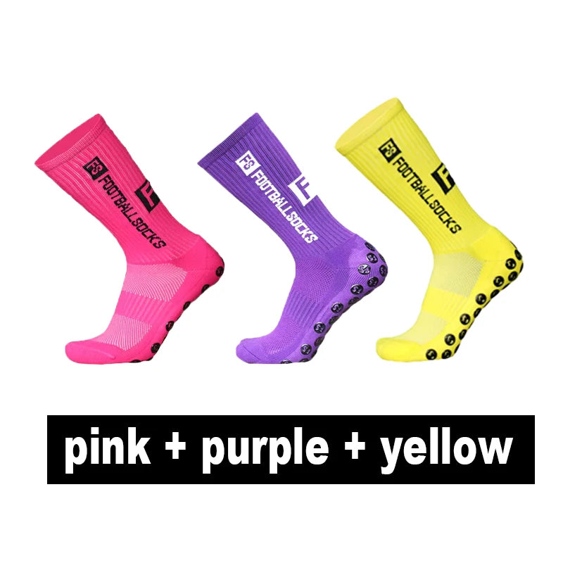 3/1 par nuevo estilo FS calcetines de fútbol redondos de silicona con ventosa agarre antideslizante calcetines de fútbol deportes hombres mujeres béisbol calcetines de Rugby