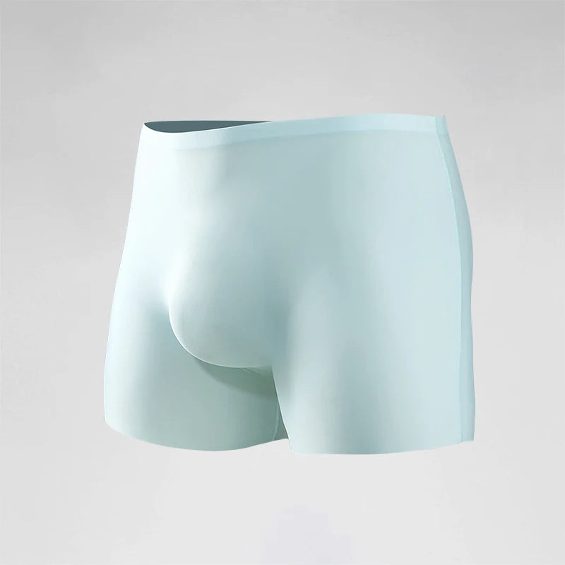 Ropa interior para hombre, Boxers de seda helada con estampado 3D, Boxers finos sin costuras, pantalones cortos deportivos alargados de verano para la cabeza
