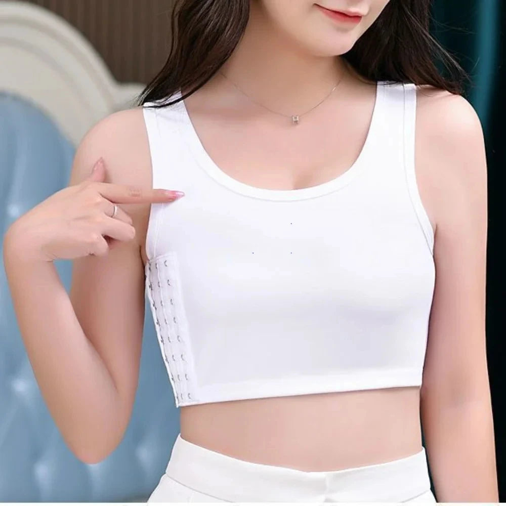 Carpeta de pecho transpirable para mujer, chaleco corto con hebilla lateral, Tops, carpeta de pecho, ropa interior, camisetas sin mangas, vendaje envolvente para el pecho inalámbrico