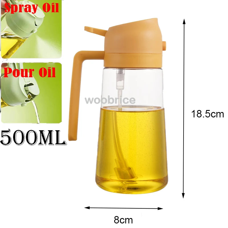 Dispensador de aceite en aerosol 2 en 1 para cocina, pulverizador de aceite o solo cepillo pulverizador para freír al aire, ensaladas, asar, cocinar en la cocina